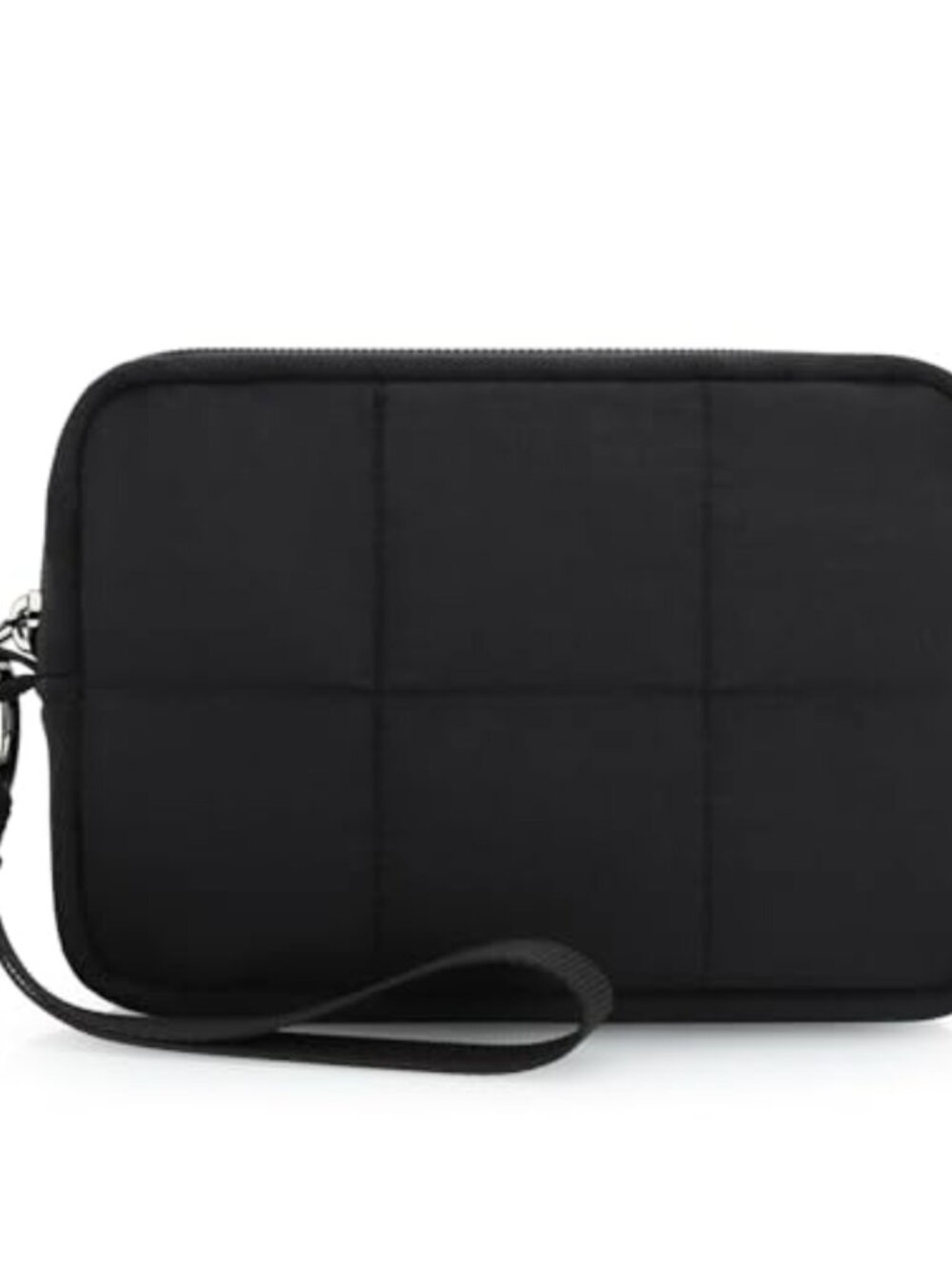 Quilted Nylon Cosmetic Bag Zipper Pouch Wristlet Wallet Travel Organizer